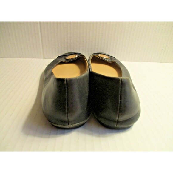 *COACH Black Leather Patent Toe Flats Goldtone Medallion - 8.5B - Picture 4 of 9